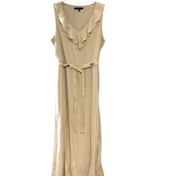 APT. 9 Boho Ruffled V-neck Elastic Waist Macrame Belt Lined Maxi Dress XXL - Picture 5 of 7